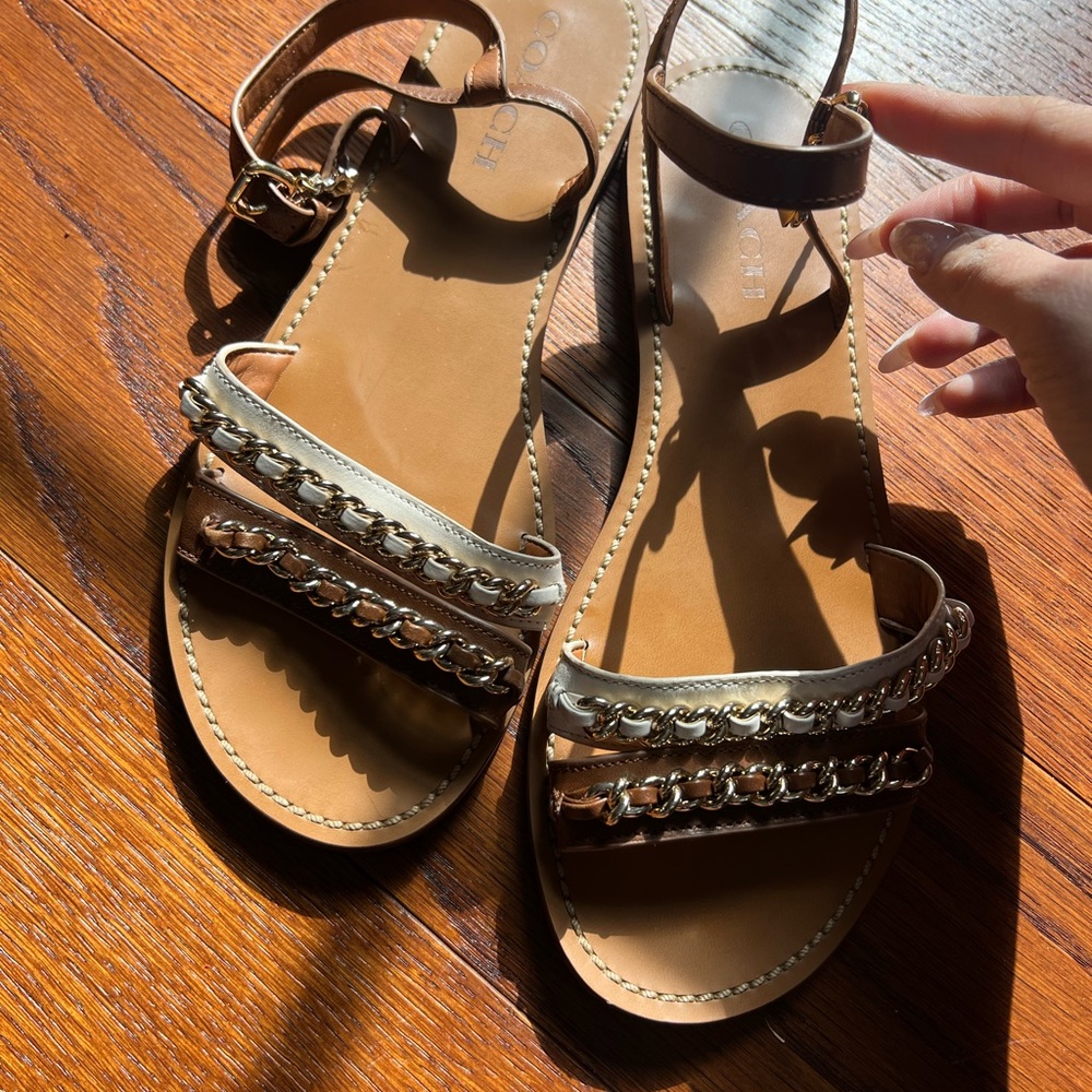 Coach leather sandals brown